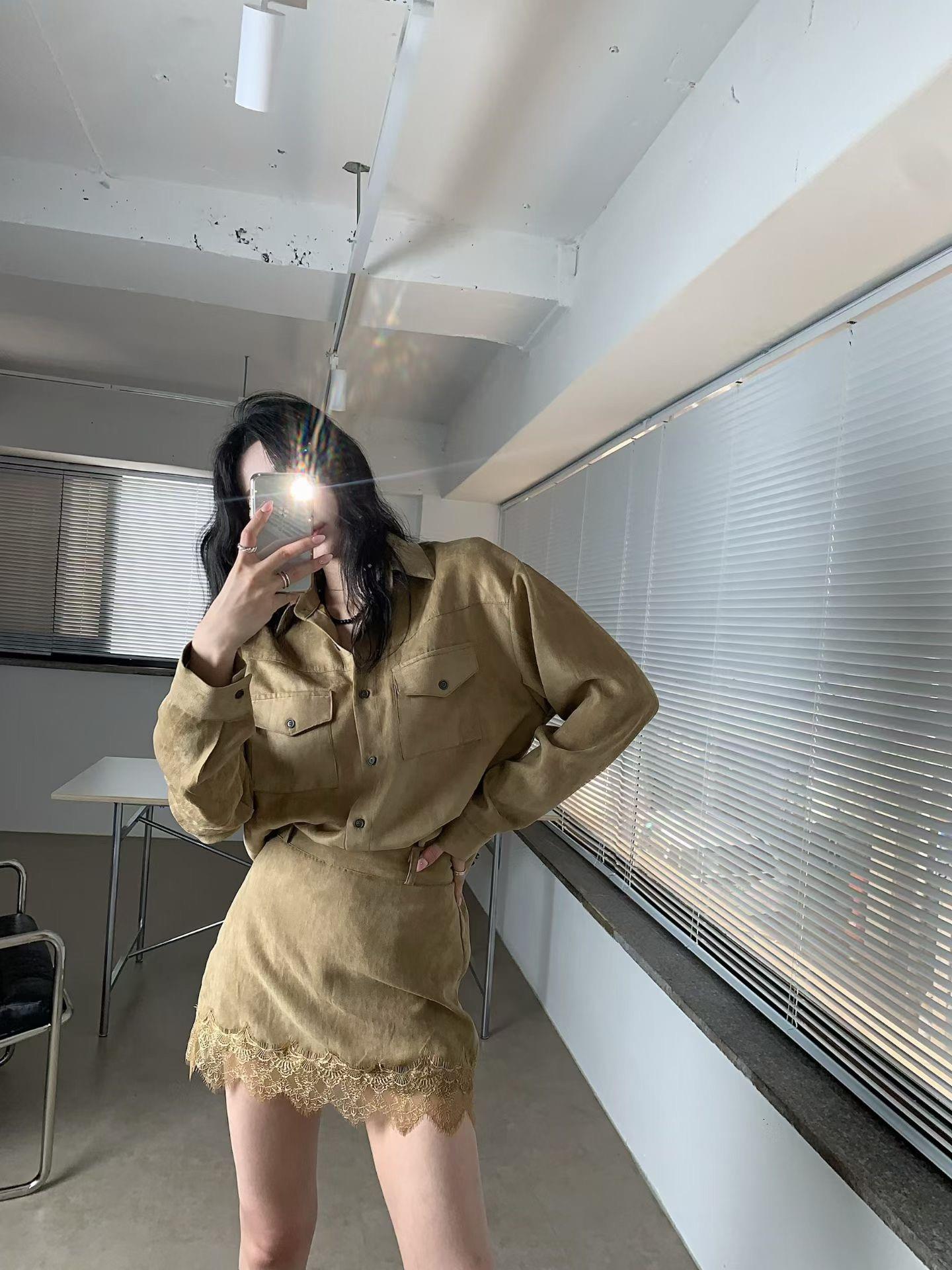 薄款雙口袋麂皮襯衫